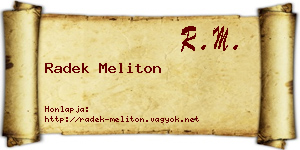 Radek Meliton névjegykártya